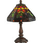 Meyda Lighting Middleton 14" Mahogany Bronze Mini Table Lamp With Multi-Colored Shade Glass