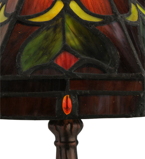 Meyda Lighting Middleton 14" Mahogany Bronze Mini Table Lamp With Multi-Colored Shade Glass