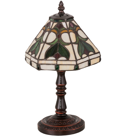 Meyda Lighting Middleton 14" Mahogany Bronze Table Lamp With Multi-Colored Shade Glass