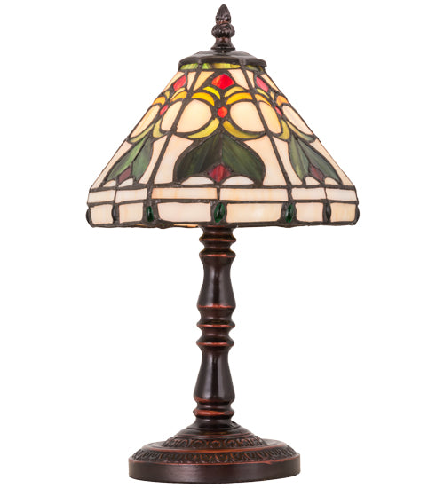 Meyda Lighting Middleton 14" Mahogany Bronze Table Lamp With Multi-Colored Shade Glass