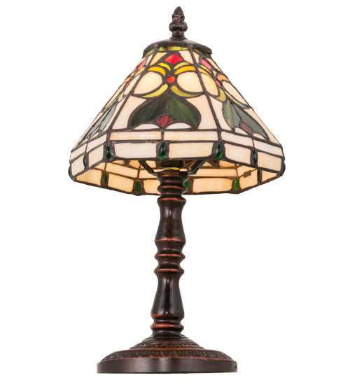 Meyda Lighting Middleton 14" Mahogany Bronze Table Lamp With Multi-Colored Shade Glass