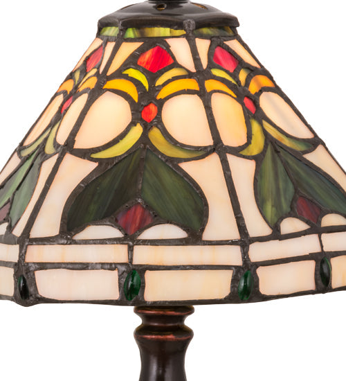 Meyda Lighting Middleton 14" Mahogany Bronze Table Lamp With Multi-Colored Shade Glass