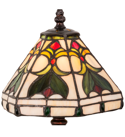 Meyda Lighting Middleton 14" Mahogany Bronze Table Lamp With Multi-Colored Shade Glass