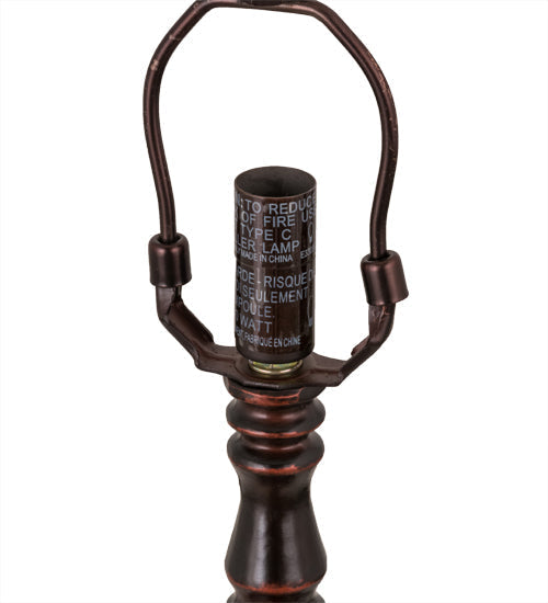 Meyda Lighting Middleton 14" Mahogany Bronze Table Lamp With Multi-Colored Shade Glass