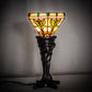 Meyda Lighting Middleton 15" Mahogany Bronze Mini Table Lamp With Multi-Colored Stained Shade Glass