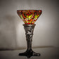 Meyda Lighting Middleton 15" Mahogany Bronze Mini Table Lamp With Red & Green Stained Shade Glass