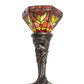 Meyda Lighting Middleton 15" Mahogany Bronze Mini Table Lamp With Red & Green Stained Shade Glass