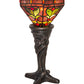 Meyda Lighting Middleton 15" Mahogany Bronze Mini Table Lamp With Red & Green Stained Shade Glass