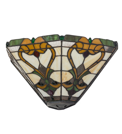 Meyda Lighting Middleton 16" 2-Light Mahogany Bronze Wall Sconce With Multi-Colored Shade Glass