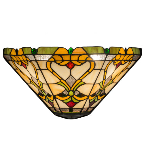 Meyda Lighting Middleton 16" 2-Light Mahogany Bronze Wall Sconce With Multi-Colored Shade Glass