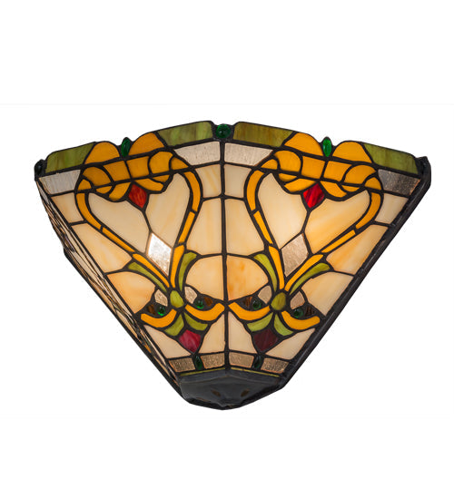 Meyda Lighting Middleton 16" 2-Light Mahogany Bronze Wall Sconce With Multi-Colored Shade Glass