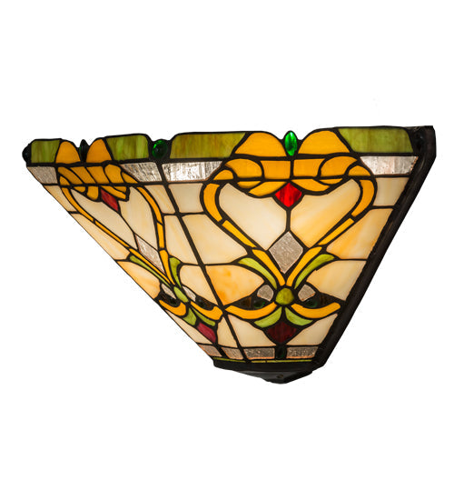 Meyda Lighting Middleton 16" 2-Light Mahogany Bronze Wall Sconce With Multi-Colored Shade Glass