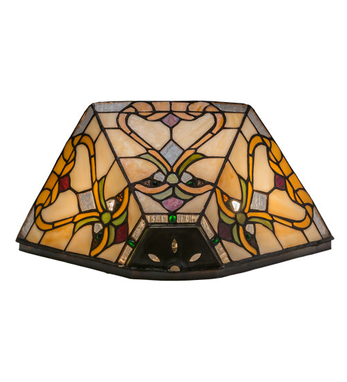 Meyda Lighting Middleton 16" 2-Light Mahogany Bronze Wall Sconce With Multi-Colored Shade Glass