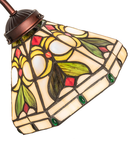 Meyda Lighting Middleton 18" Mahogany Bronze Desk Table Lamp With Multi-Colored Shade Glass