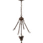 Meyda Lighting Middleton 20" 3-Light Mahogany Bronze Inverted Pendant Light With Multi-Colored Shade Glass