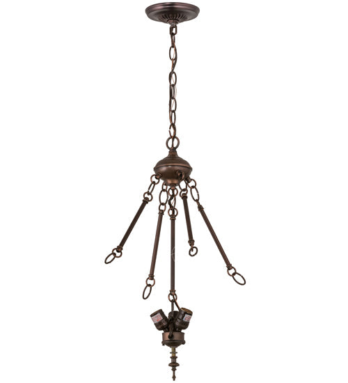 Meyda Lighting Middleton 20" 3-Light Mahogany Bronze Inverted Pendant Light With Multi-Colored Shade Glass