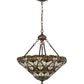 Meyda Lighting Middleton 20" 3-Light Mahogany Bronze Inverted Pendant Light With Multi-Colored Shade Glass