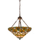 Meyda Lighting Middleton 20" 3-Light Mahogany Bronze Inverted Pendant Light With Multi-Colored Shade Glass
