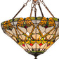 Meyda Lighting Middleton 20" 3-Light Mahogany Bronze Inverted Pendant Light With Multi-Colored Shade Glass
