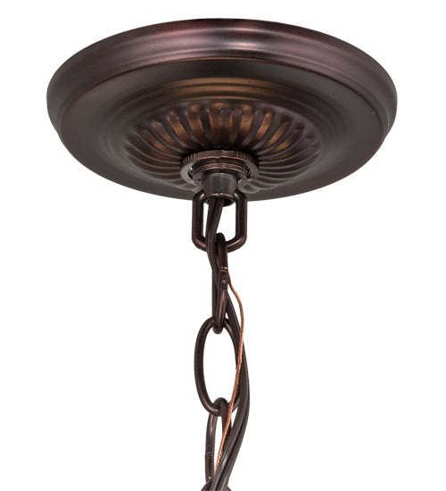 Meyda Lighting Middleton 20" 3-Light Mahogany Bronze Inverted Pendant Light With Multi-Colored Shade Glass
