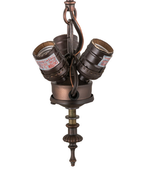 Meyda Lighting Middleton 20" 3-Light Mahogany Bronze Inverted Pendant Light With Multi-Colored Shade Glass