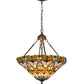 Meyda Lighting Middleton 20" 3-Light Mahogany Bronze Inverted Pendant Light With Multi-Colored Shade Glass