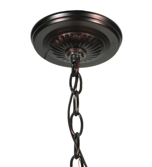 Meyda Lighting Middleton 20" 3-Light Mahogany Bronze Pendant Light With Multi-Colored Shade Glass