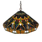 Meyda Lighting Middleton 20" 3-Light Mahogany Bronze Pendant Light With Multi-Colored Shade Glass
