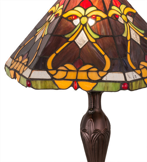 Meyda Lighting Middleton 23" Mahogany Bronze Table Lamp With Multi-Colored Shade Glass