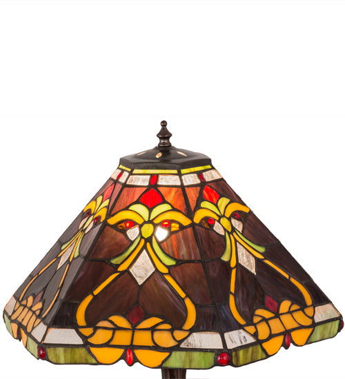 Meyda Lighting Middleton 23" Mahogany Bronze Table Lamp With Multi-Colored Shade Glass