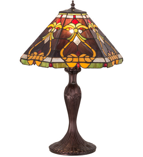Meyda Lighting Middleton 23" Mahogany Bronze Table Lamp With Multi-Colored Shade Glass