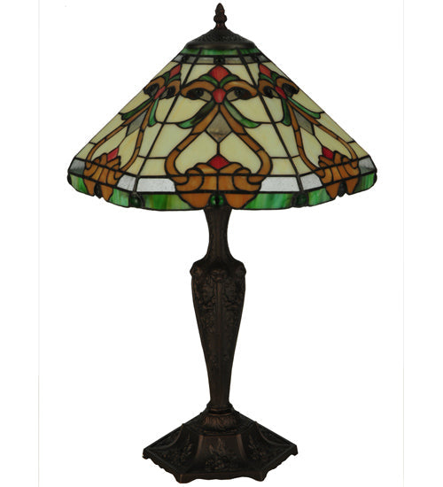 Meyda Lighting Middleton 24" Mahogany Bronze Table Lamp With Multi-Colored Shade Glass
