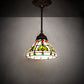 Meyda Lighting Middleton 244867 8" Mahogany Bronze Mini Pendant Light With Multi-Colored Stained Shade Glass