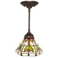 Meyda Lighting Middleton 244867 8" Mahogany Bronze Mini Pendant Light With Multi-Colored Stained Shade Glass