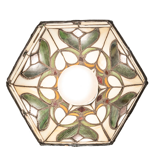 Meyda Lighting Middleton 244867 8" Mahogany Bronze Mini Pendant Light With Multi-Colored Stained Shade Glass