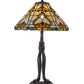 Meyda Lighting Middleton 26" Mahogany Bronze Table Lamp With Multi-Colored Shade Glass