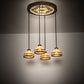 Meyda Lighting Middleton 27" 4-Light New Copper Vein Art Glass Ceiling Medallion Pendant Light With Beige & Brown Shade Glass