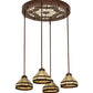 Meyda Lighting Middleton 27" 4-Light New Copper Vein Art Glass Ceiling Medallion Pendant Light With Beige & Brown Shade Glass