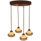 Meyda Lighting Middleton 27" 4-Light New Copper Vein Art Glass Ceiling Medallion Pendant Light With Beige & Brown Shade Glass