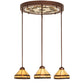 Meyda Lighting Middleton 27" 4-Light New Copper Vein Art Glass Ceiling Medallion Pendant Light With Beige & Brown Shade Glass