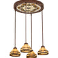 Meyda Lighting Middleton 27" 4-Light New Copper Vein Art Glass Ceiling Medallion Pendant Light With Beige & Brown Shade Glass
