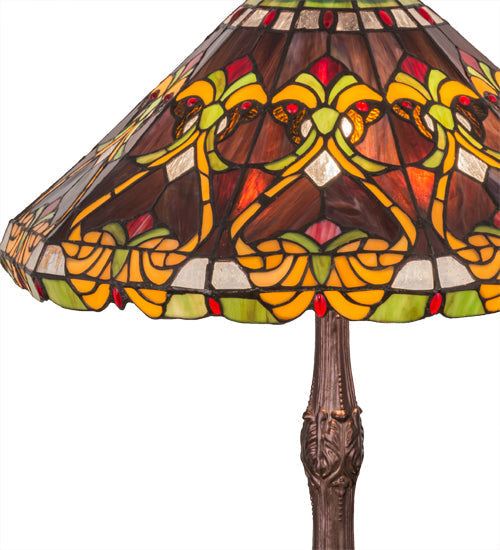 Meyda Lighting Middleton 28" Mahogany Bronze Table Lamp With Multi-Colored Shade Glass