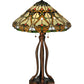 Meyda Lighting Middleton 30" 3-Light Mahogany Bronze Table Lamp With Multi-Colored Shade Glass