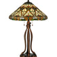 Meyda Lighting Middleton 30" 3-Light Mahogany Bronze Table Lamp With Multi-Colored Shade Glass