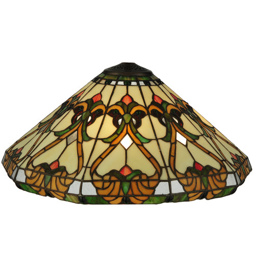Meyda Lighting Middleton 30" 3-Light Mahogany Bronze Table Lamp With Multi-Colored Shade Glass