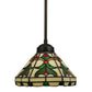 Meyda Lighting Middleton 8" Mahogany Bronze Mini Pendant Light With Multi-Colored Shade Glass