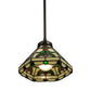 Meyda Lighting Middleton 8" Mahogany Bronze Mini Pendant Light With Multi-Colored Shade Glass