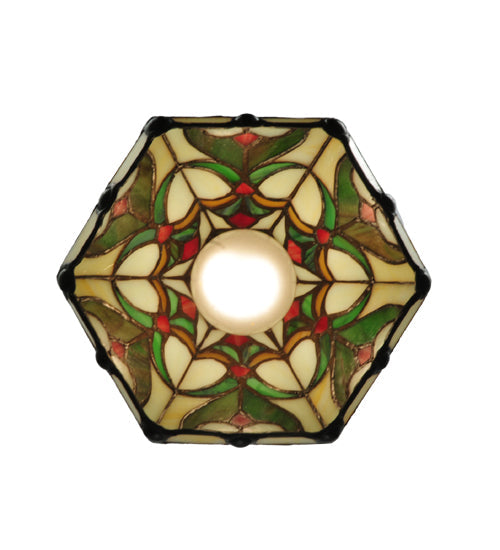 Meyda Lighting Middleton 8" Mahogany Bronze Mini Pendant Light With Multi-Colored Shade Glass