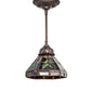 Meyda Lighting Middleton 8" Mahogany Bronze Mini Pendant Light With Multi-Colored Stained Shade Glass