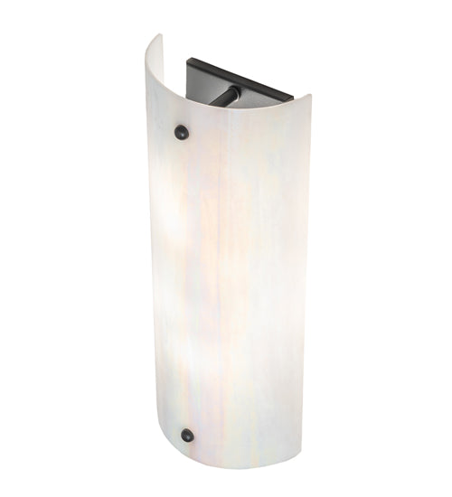 Meyda Lighting Midland 7" 2-Light Textured Black Wall Sconce With White Iridescent Shade Glass